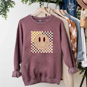 Simply Sage Market Women's Gildan
Graphic Sweatshirt Fall Checkered Smil…